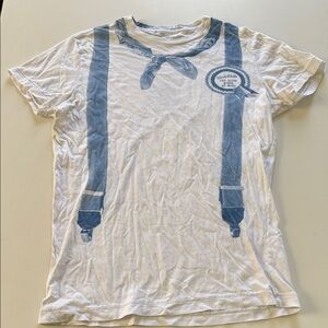 Diesel Mens S White T-Shirt with Blue Graphic